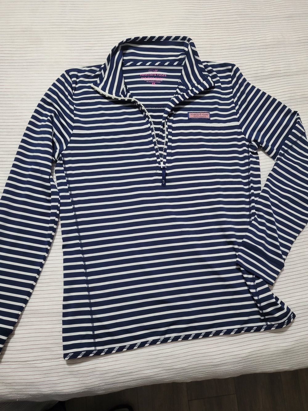 Vineyard Vines Navy & White Striped Half-Zip Pullover, Lightweight, NWOT